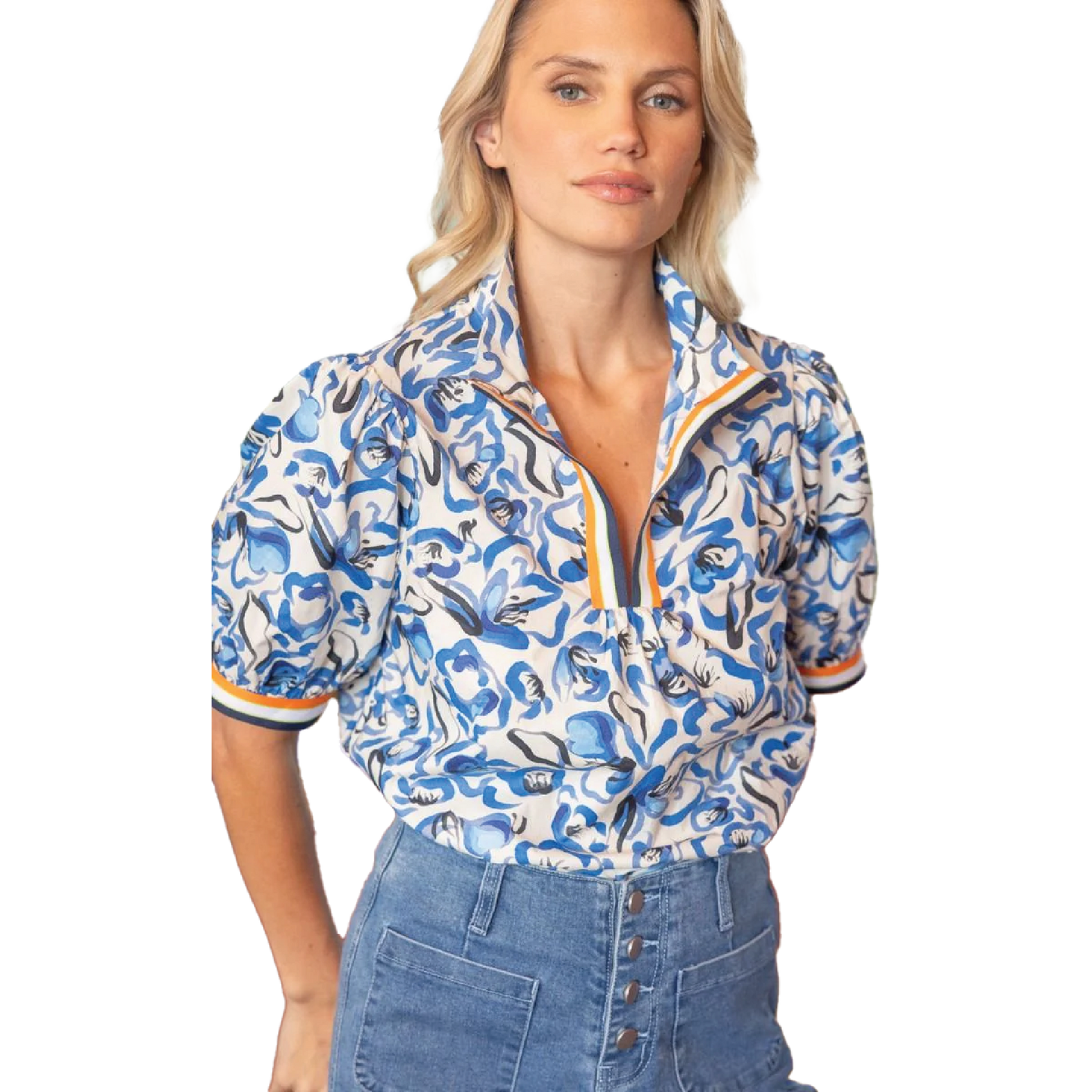 Abstract Floral Striped Top
