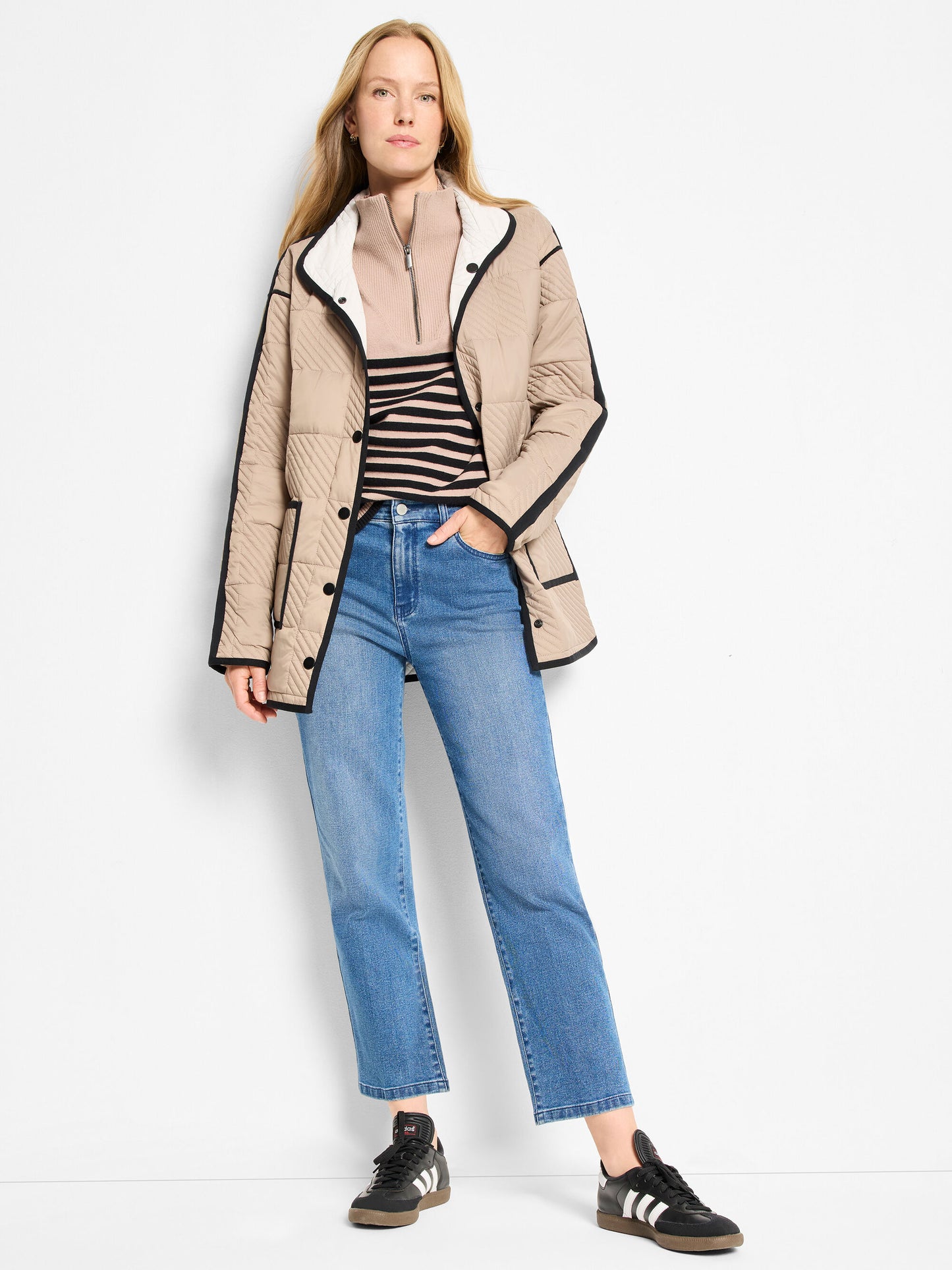 Nic+Zoe Quilted Check Reversible Barn Coat