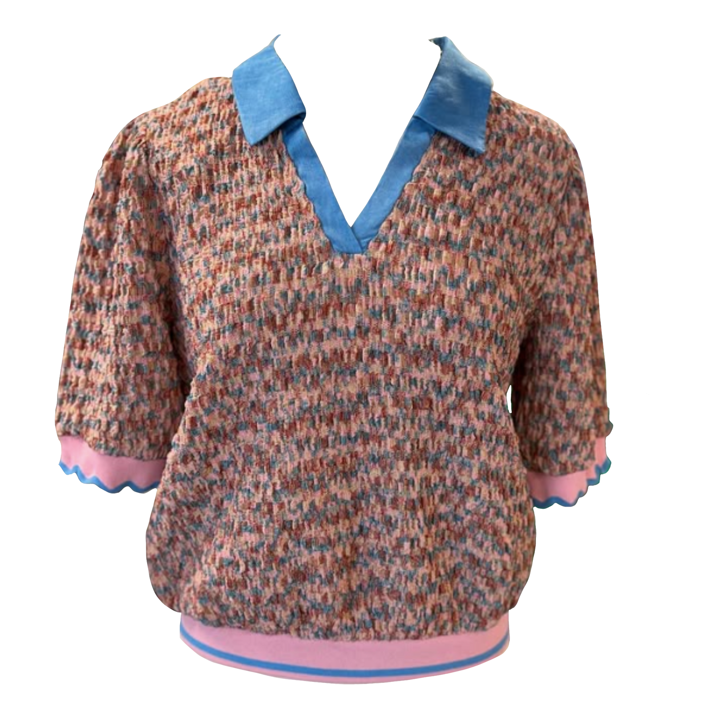 Static Stripe Scallop Band Sweater