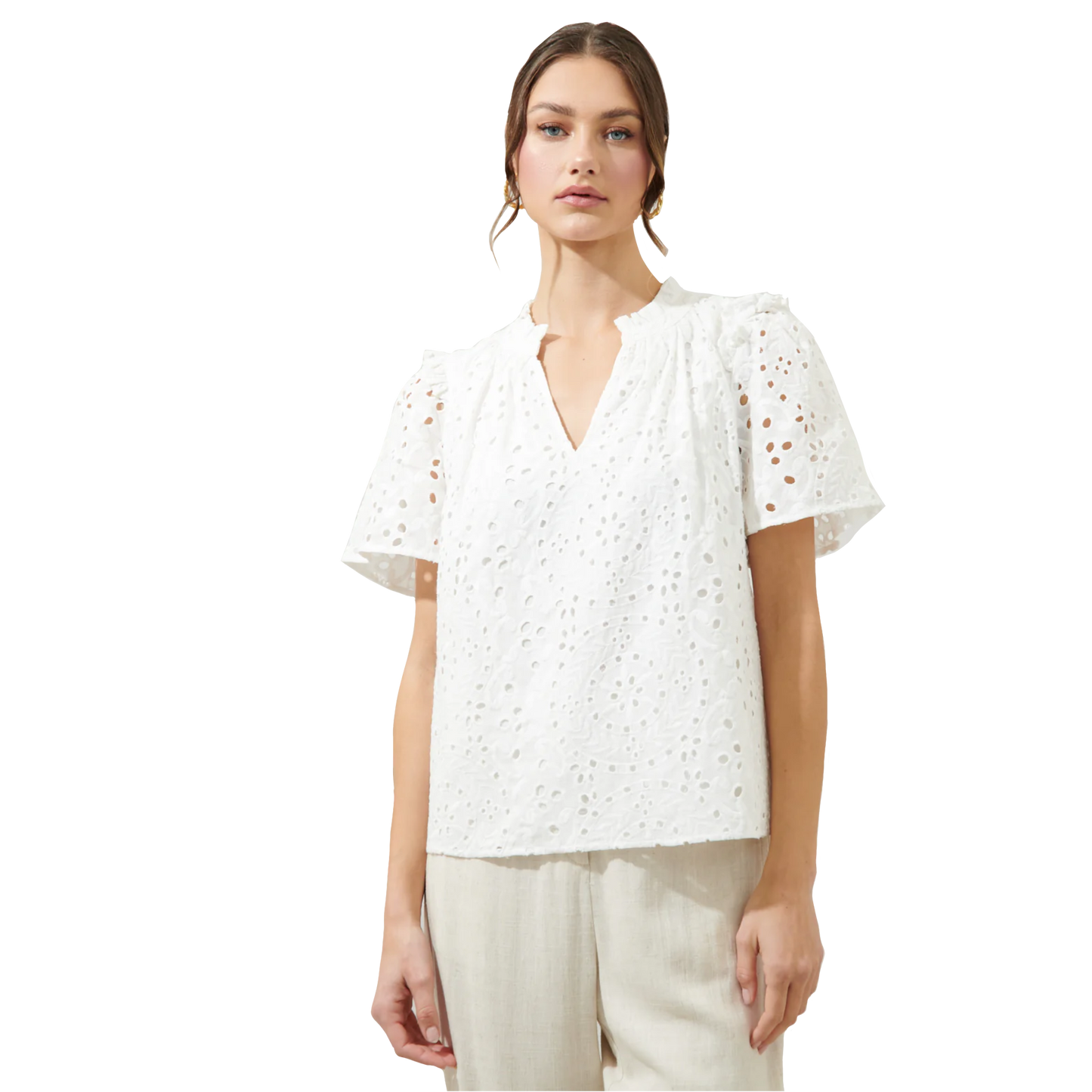 Rain or Shine Eyelet Top