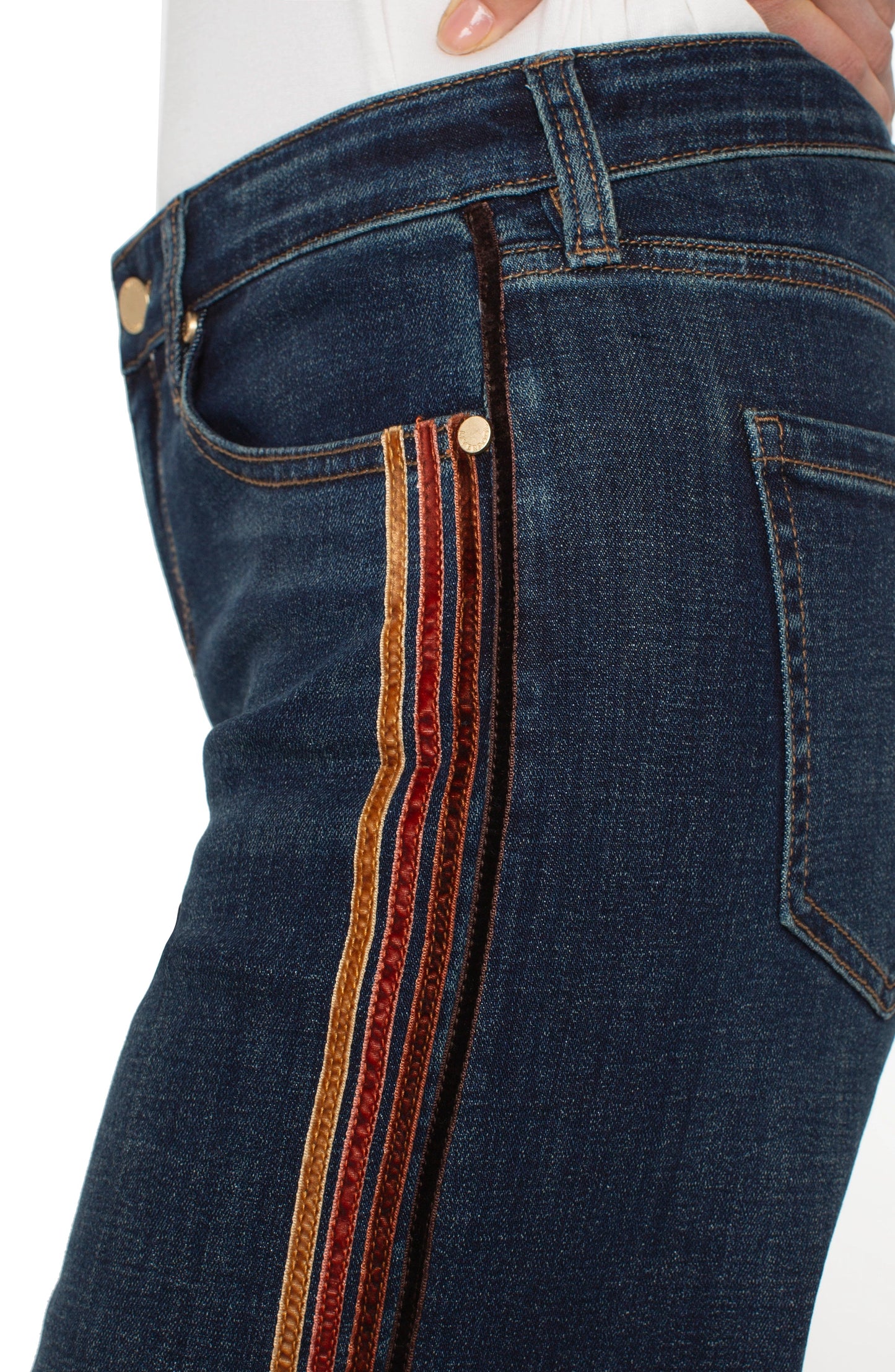 Liverpool Stride Wide Leg Crop w/ Velvet Trim