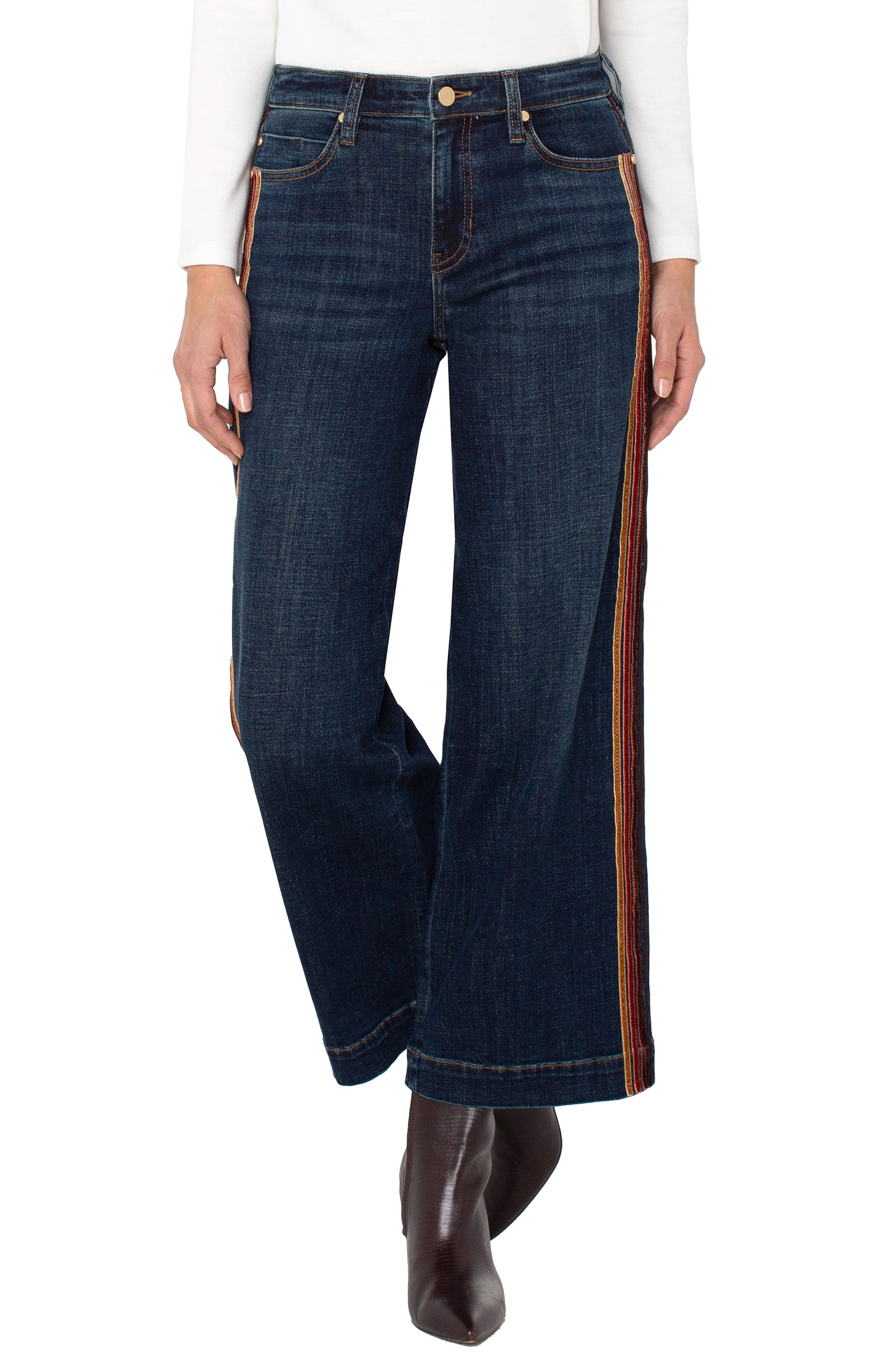 Liverpool Stride Wide Leg Crop w/ Velvet Trim