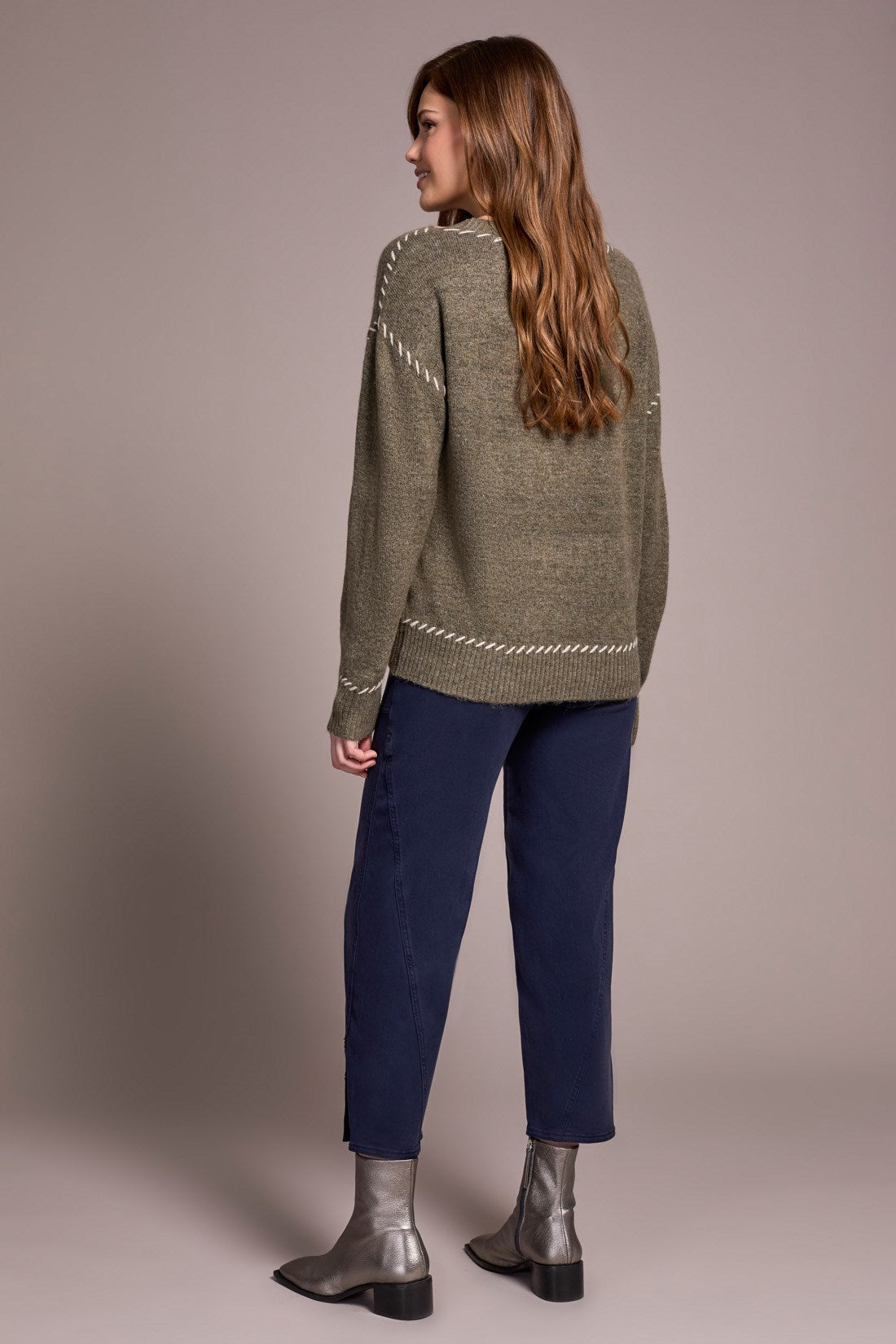 Tribal Saddle Stitch Crew Neck Sweater