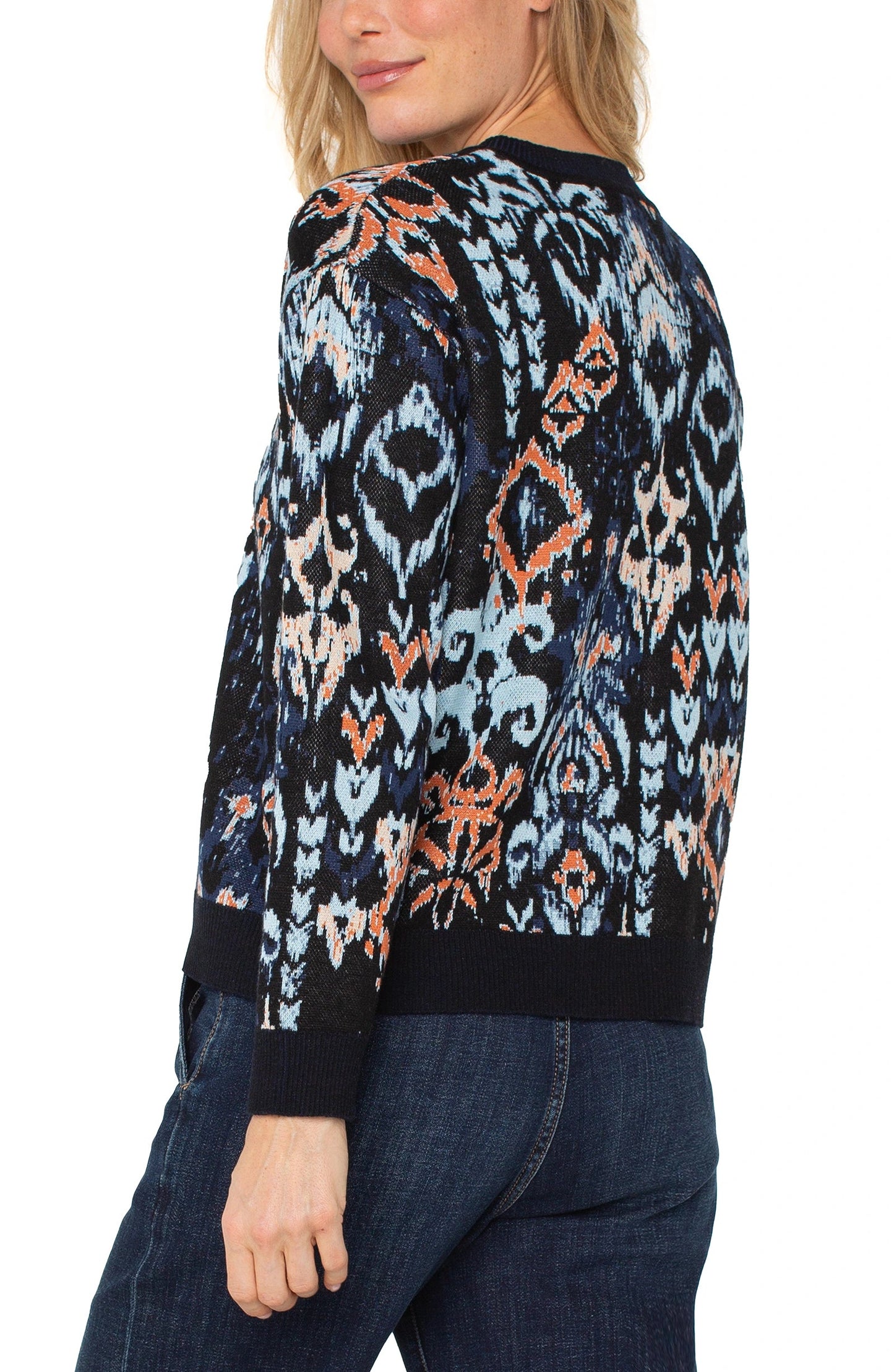 Liverpool Long Sleeve Drop Shoulder Jacquard Sweater