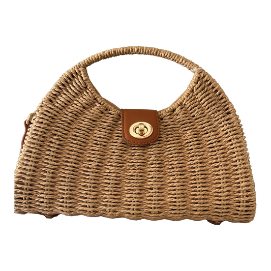 Straw Frame Bag with Strap