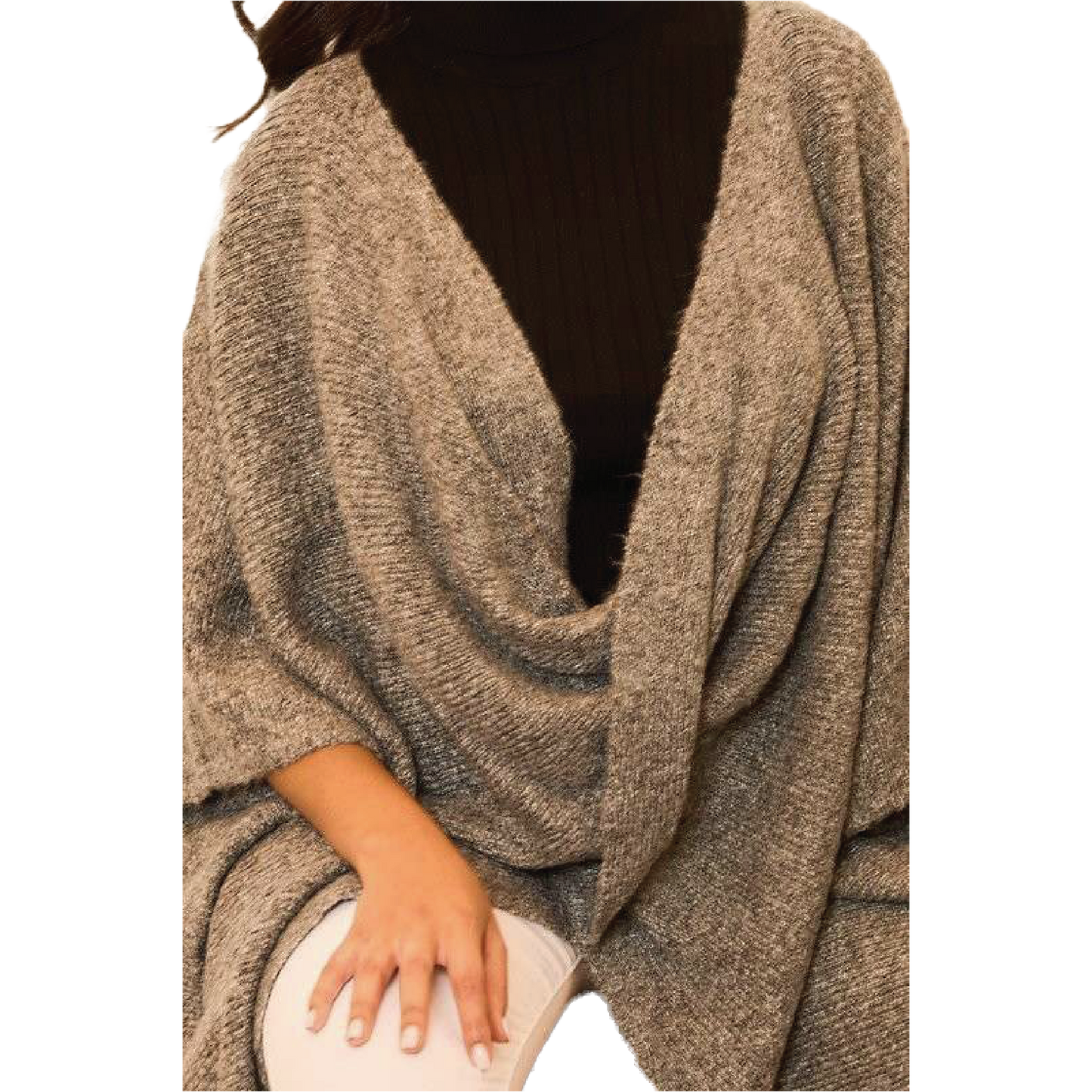 Cross Front Oversize Poncho Sweater