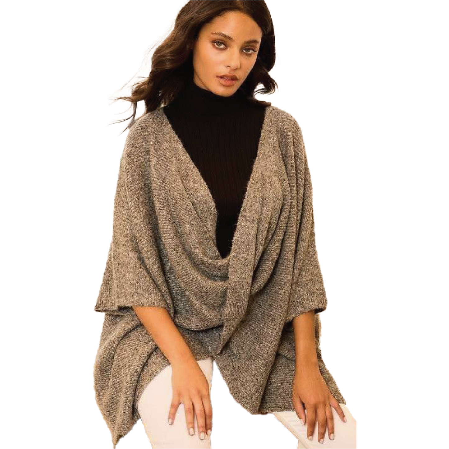 Cross Front Oversize Poncho Sweater