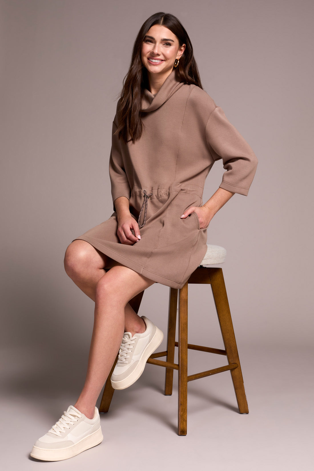 Tribal 2270O Funnel Neck Dress