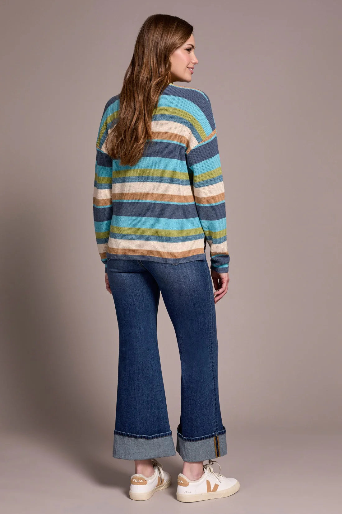 Tribal Combed Cotton U-Neck Waffle Sweater