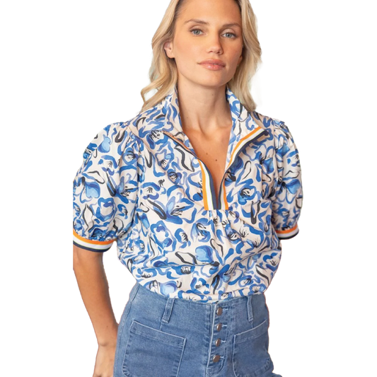 Abstract Floral Striped Top