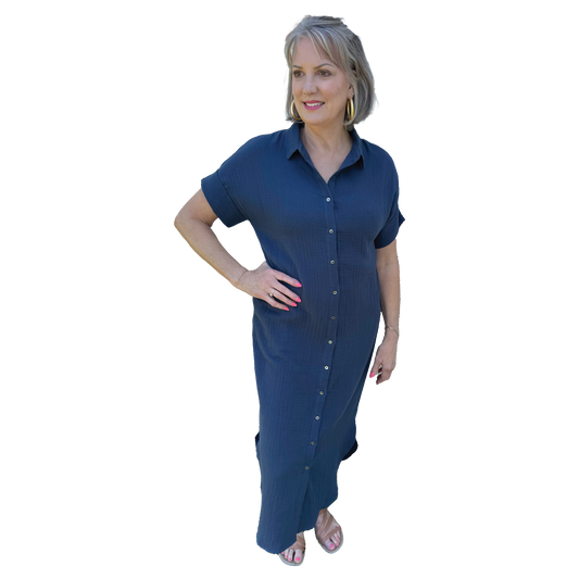 Gauze Button Up Shirt Dress