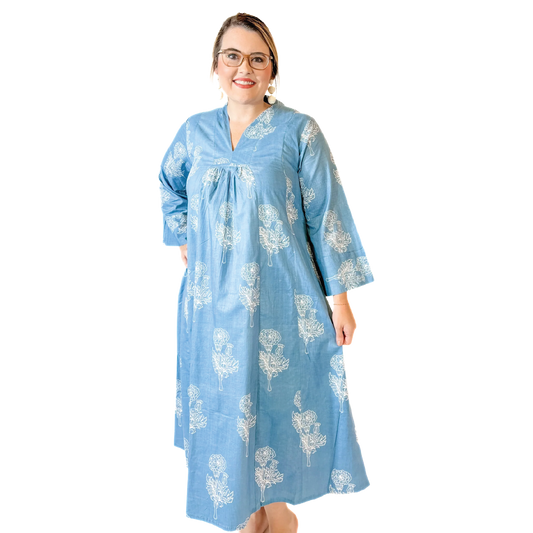 Denim Blooms Caftan