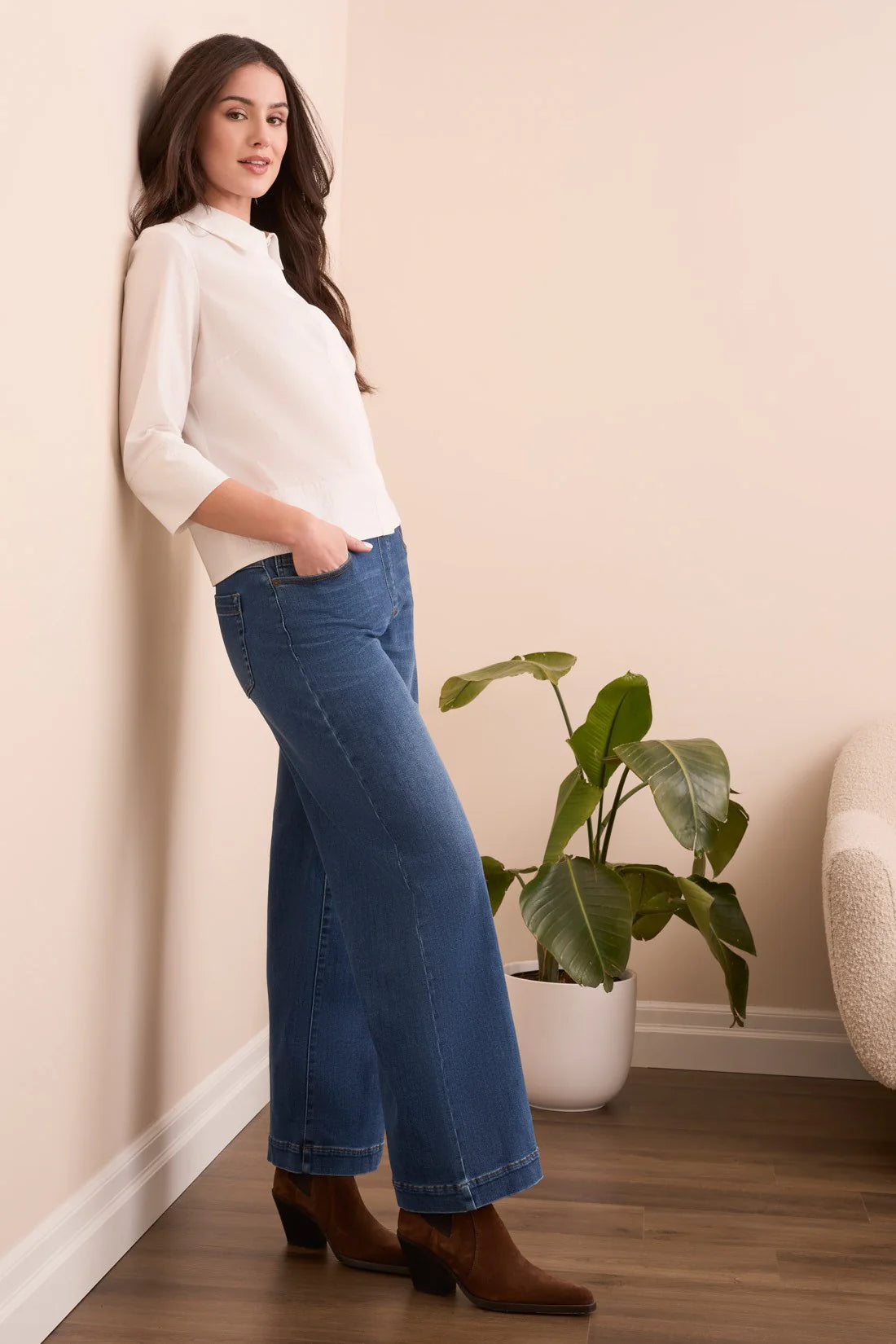 Tribal Audrey Pull-On Wide Leg Jean