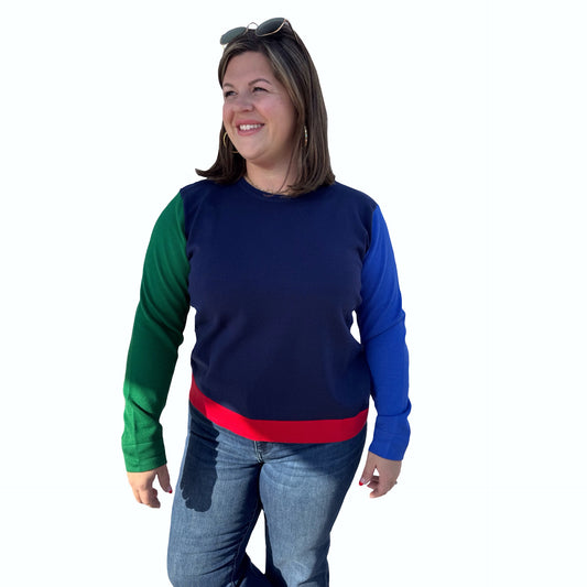 Navy Color Block Sweater