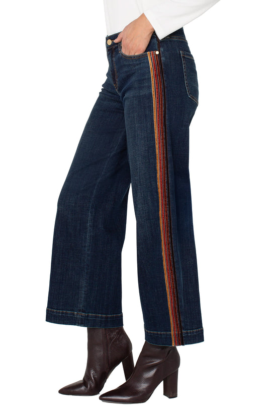 Liverpool Stride Wide Leg Crop w/ Velvet Trim
