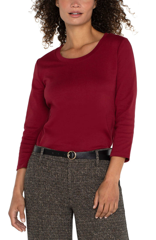Liverpool 3/4 Sleeve Scoop Neck Knit Tee