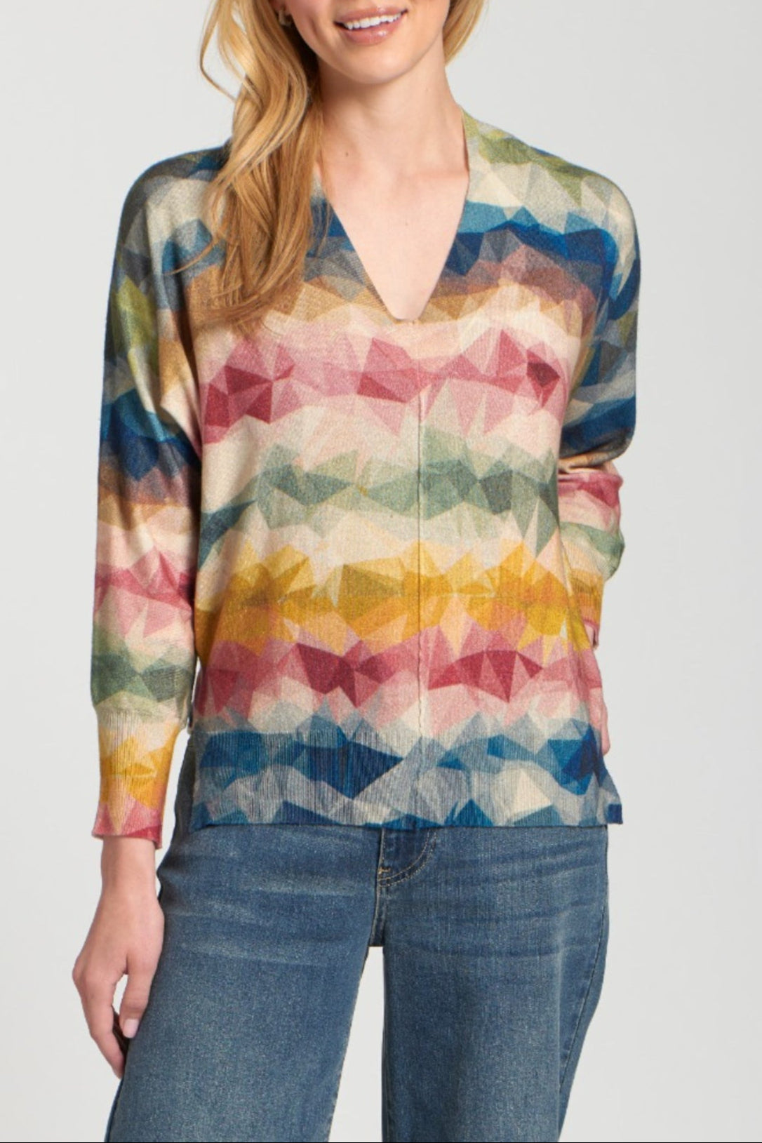 APNY Triangle Stripe V-Neck Pullover