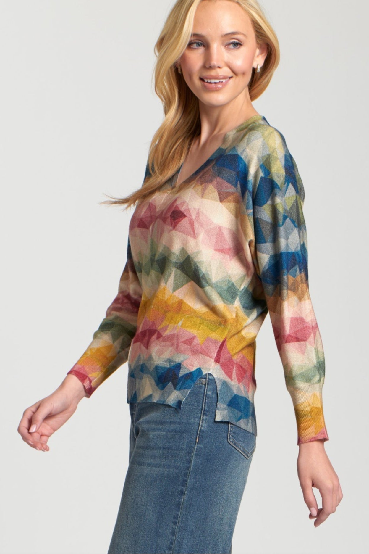 APNY Triangle Stripe V-Neck Pullover