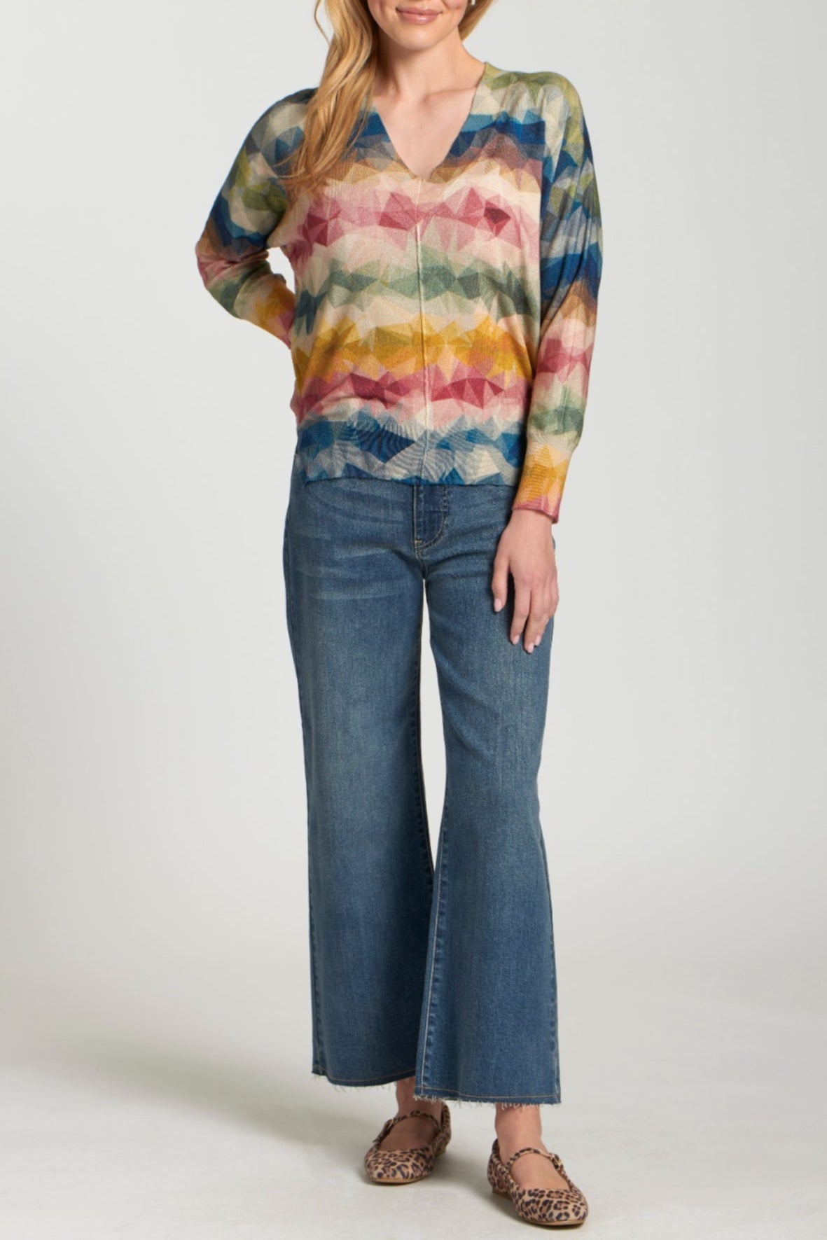 APNY Triangle Stripe V-Neck Pullover