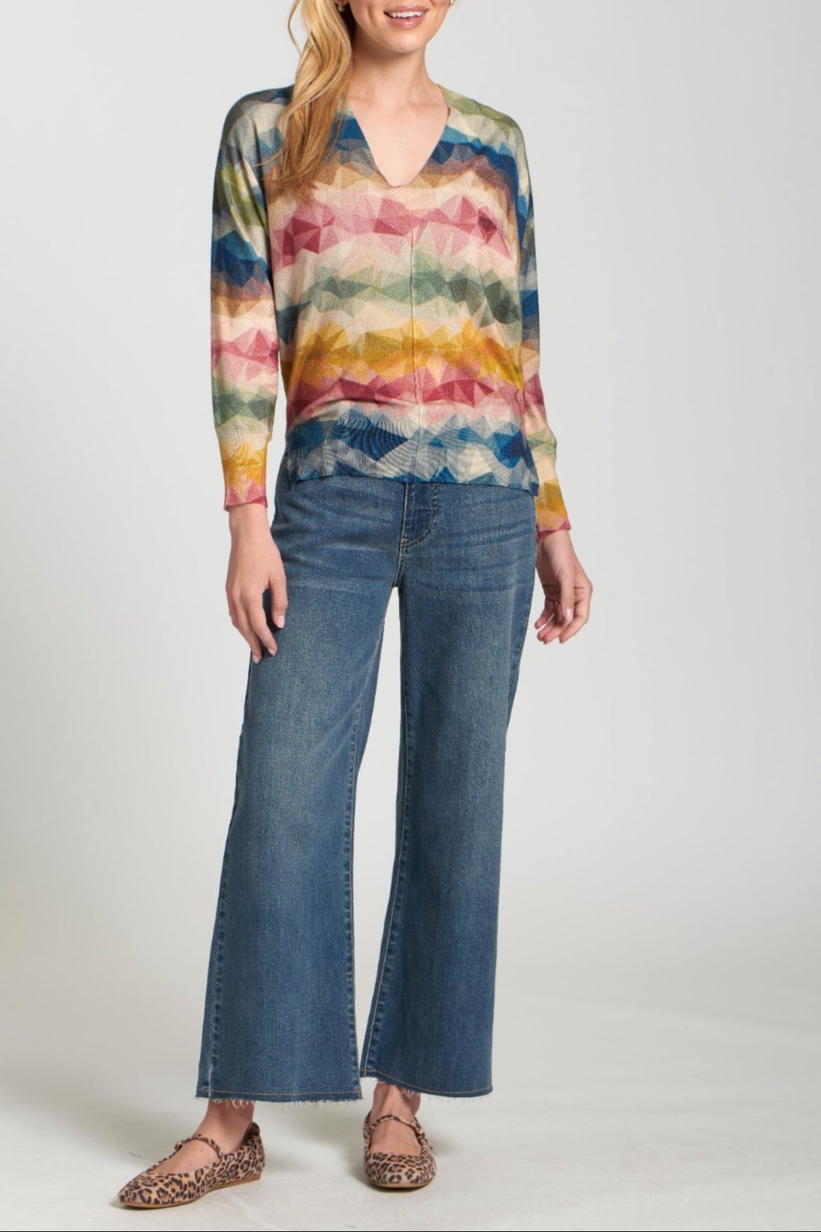 APNY Triangle Stripe V-Neck Pullover