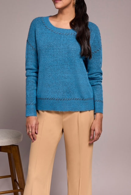 Tribal Saddle Stitch Crew Neck Sweater