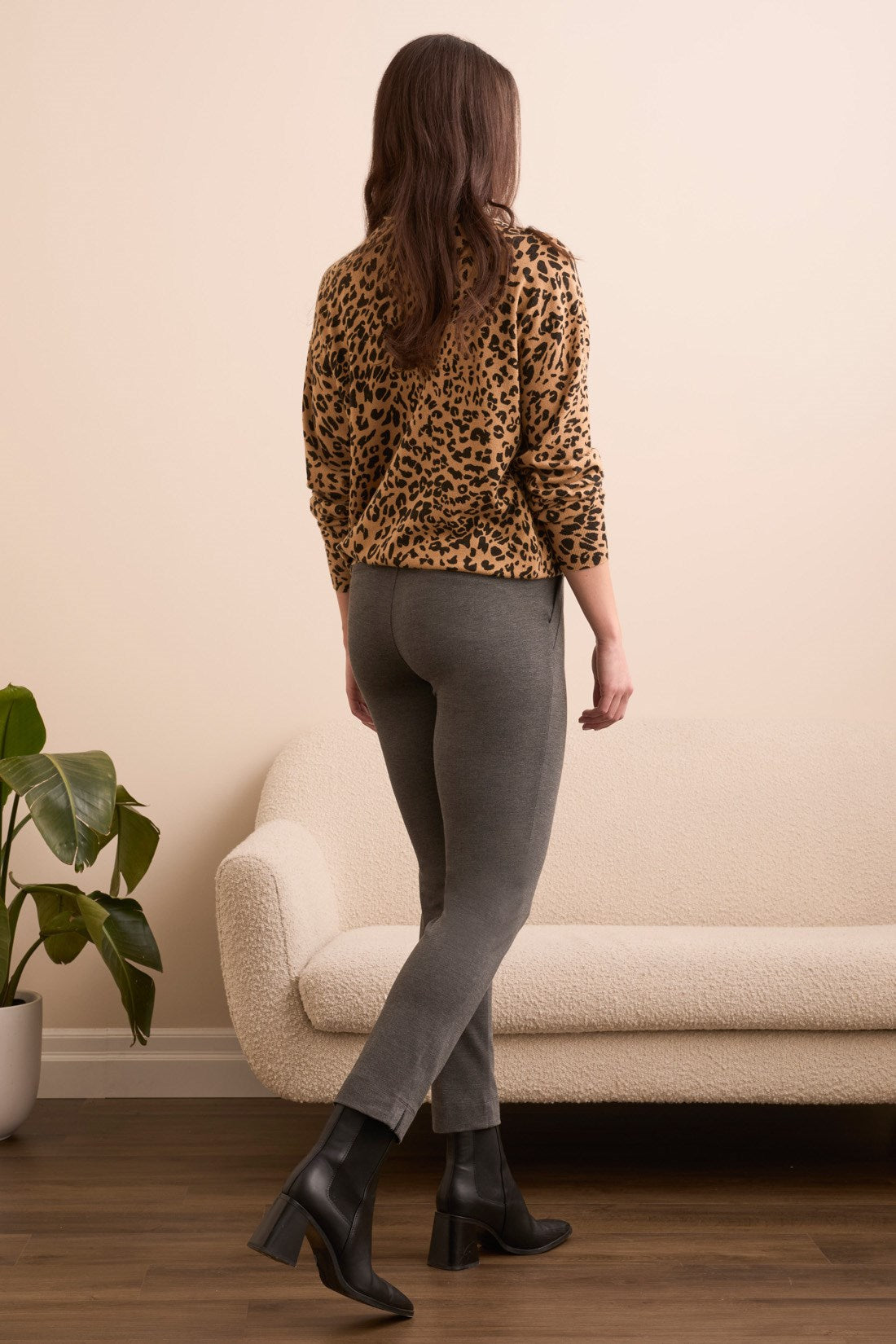 Tribal 2248O Lightweight Printed Long-Sleeve Funnel Neck Sweater