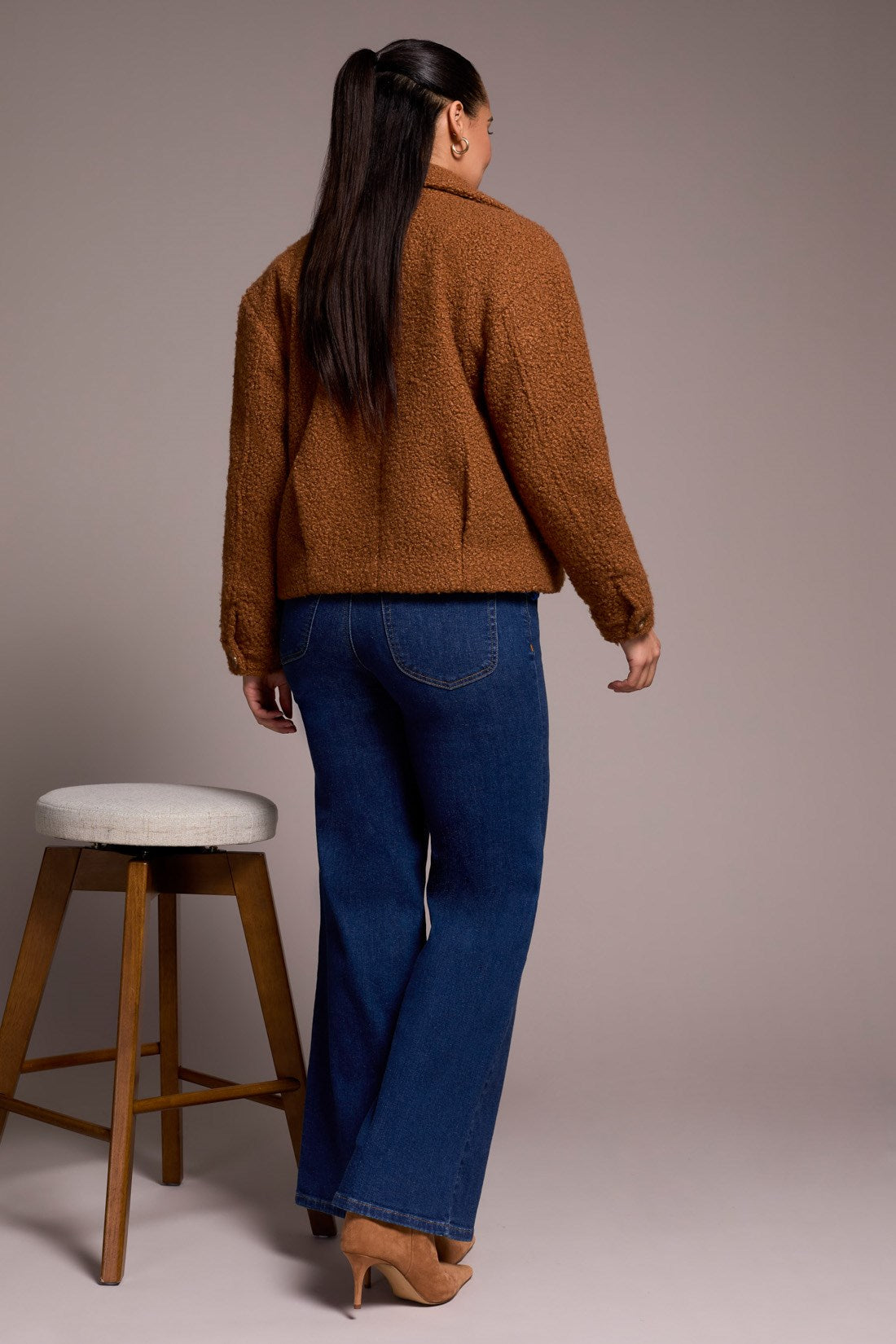 Tribal Soft Boucle Button-Front Bomber Jacket – Smitten