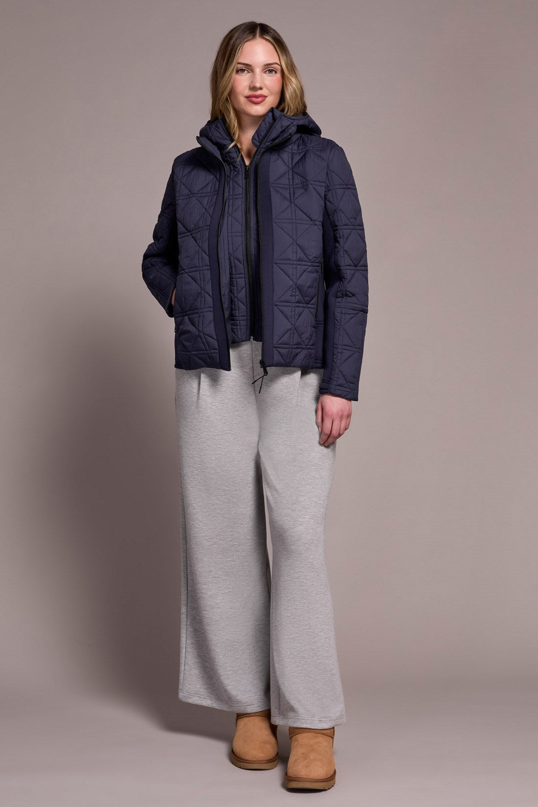 Tribal 2353O Zip Front Puffer w/ Removable Hood