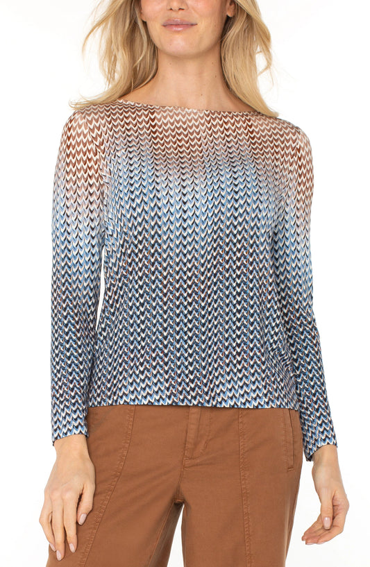 Liverpool Long Sleeve Boat Neck Knit Top