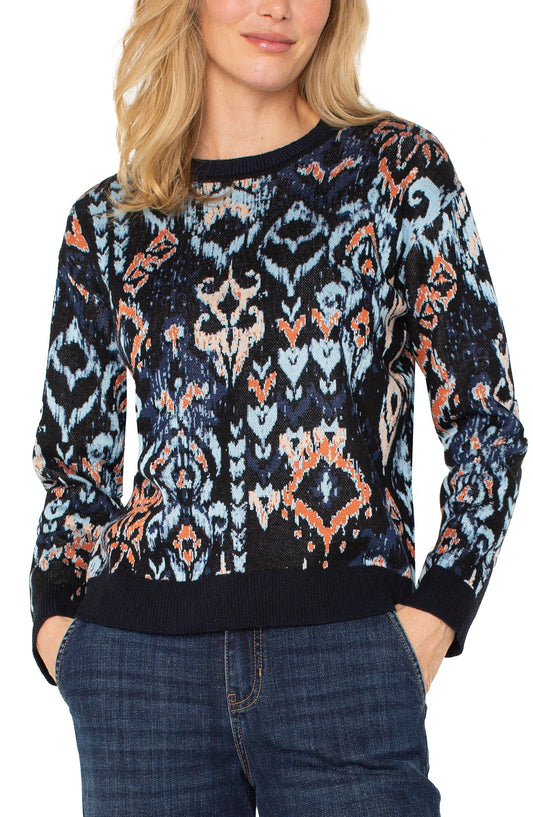 Liverpool Long Sleeve Drop Shoulder Jacquard Sweater
