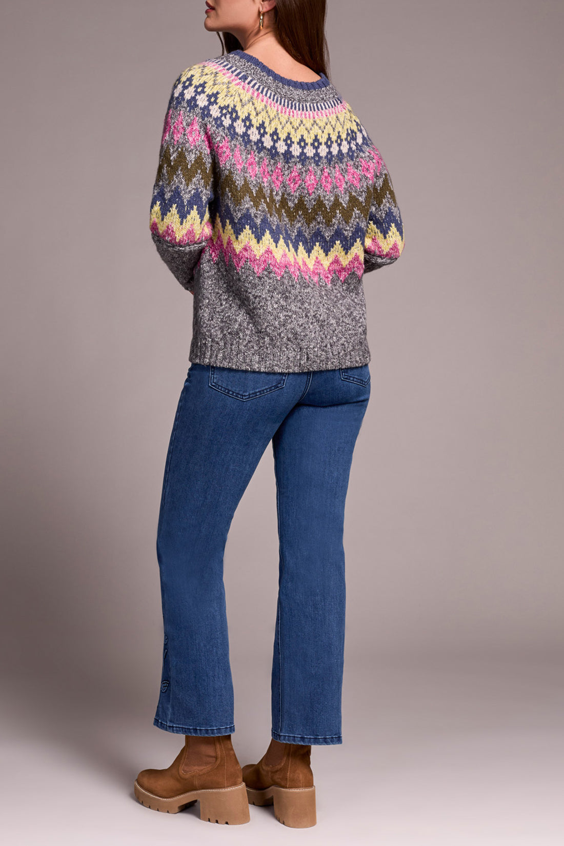Tribal Fair Isle Intarsia Ribbed Sweater