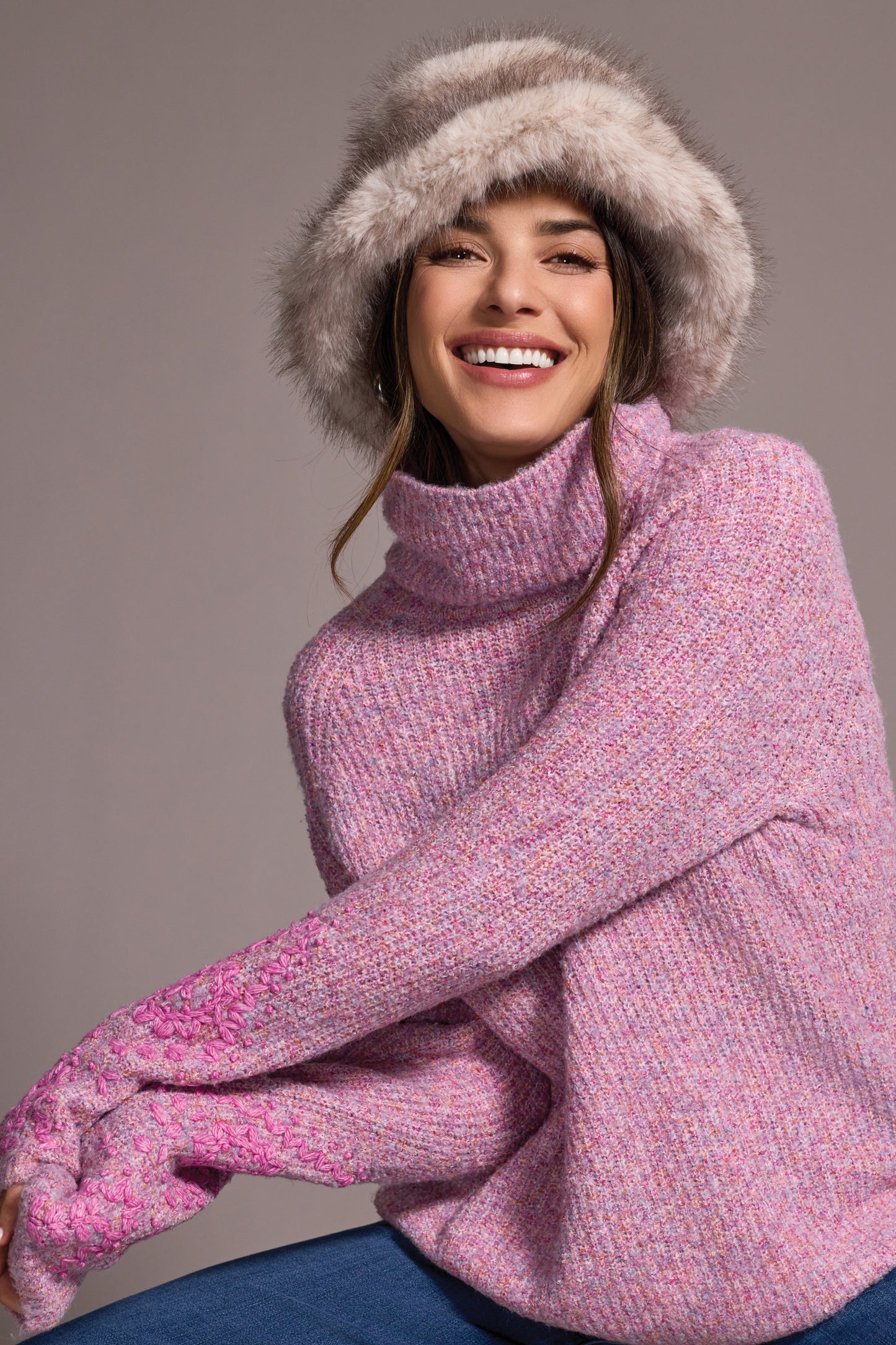 Tribal Turtleneck Sweater with Embroidery