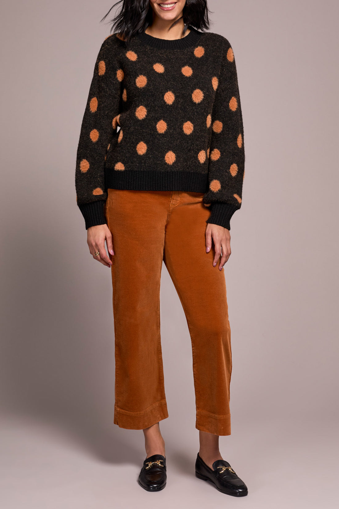 Tribal Pumpkin Polka Dot Crew Neck Sweater