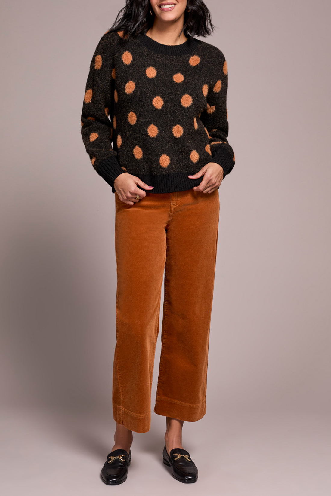 Tribal Pumpkin Polka Dot Crew Neck Sweater